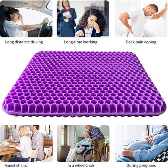 Gel Seat Cushion, Double Thick Gel Cushion for Long Sitting with Non-Slip Cover - Picture 7 of 7
